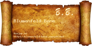 Blumenfeld Bene névjegykártya